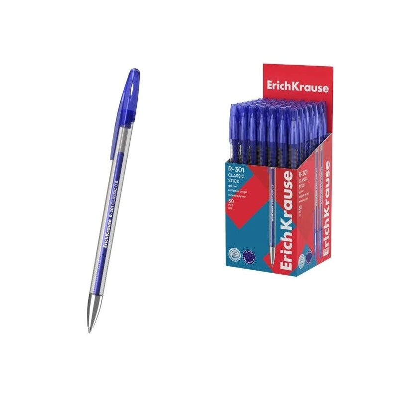 ErichKrause R-301 Gel Stick Classic Boligrafo con Capuchon - Punta de 0.5mm - Trazo 0.4mm - Tinta de Gel - Resistente al Agua