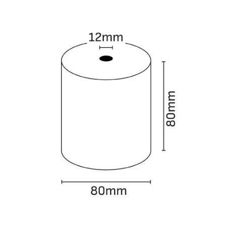 Oqonos Rouleau de Papier Thermique 80x80x12mm, Sans BPA, FSC, 74.2 mètres, 55 grammes