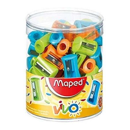 Maped Vivo Afia de Plástico com 1 Orifício - Lâmina de Aço Afiada e Resistente - Cores Sortidas