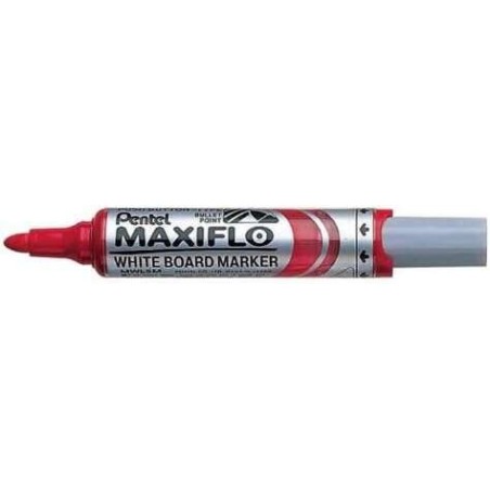 Pentel Maxiflo Marqueur pour Tableau Blanc - Régulation du Débit d'Encre - Pointe Ronde - Largeur de Ligne 2,5mm - 50% de