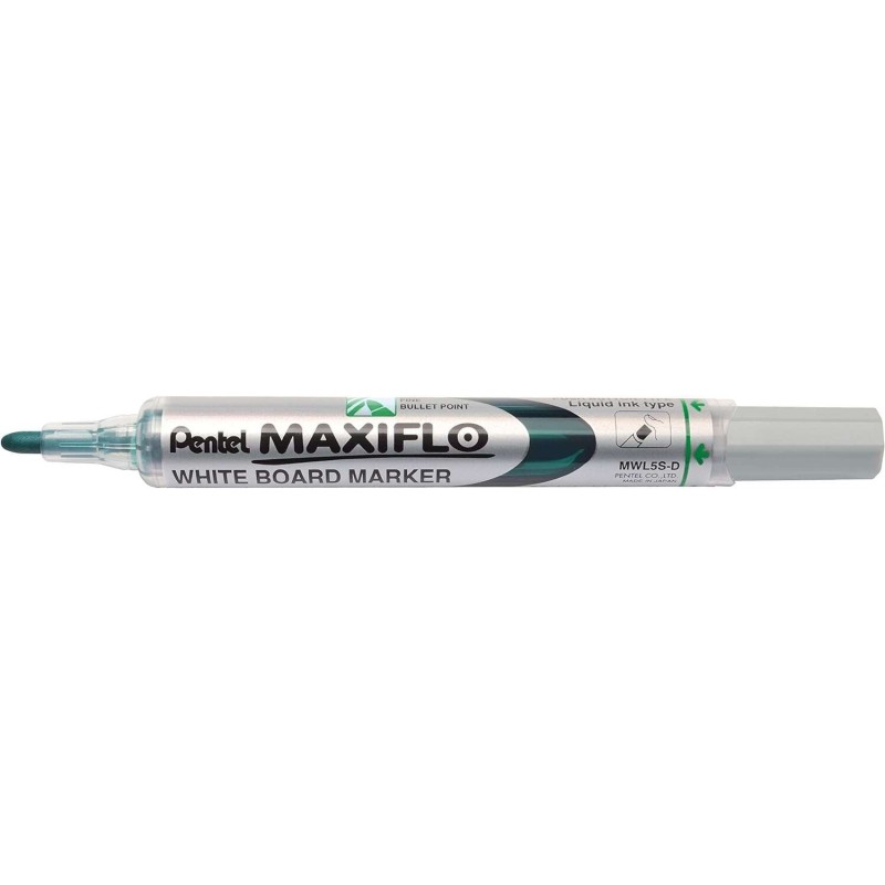 Pentel Maxiflo Whiteboard Marker - Bullet Tip - Line Width 2mm - Ink Flow Regulation - 50% Recycled Materials - Colour Green
