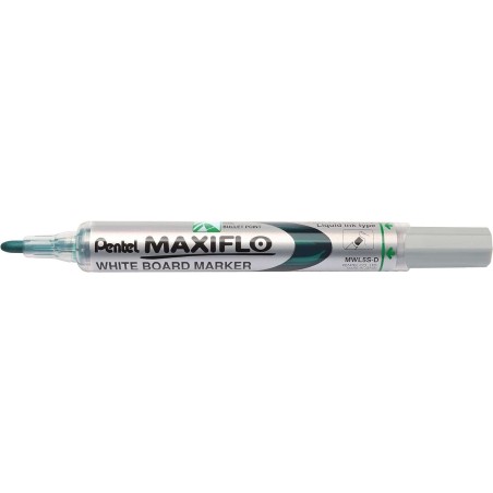 Pentel Maxiflo Rotulador para Pizarra Blanca - Punta de Bala - Ancho de Linea 2mm - Regulacion del Flujo de Tinta - 50% de