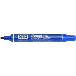 Pentel Pen N50 Marcador Permanente - Ponta de 4.3mm - Resistente a Água e Luz - Cor Azul