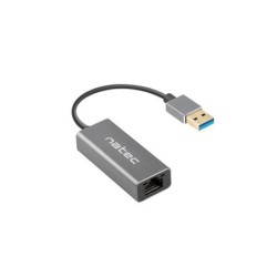 Natec Cricket Adaptador de Red Ethernet USB 3.0 a RJ45 1GB - Transferencia de Datos Rapida y Fiable - Color Gris