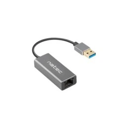 Natec Cricket Adaptador de Rede Ethernet USB 3.0 para RJ45 1GB - Transferência de Dados Rápida e Fiável - Cor Cinzento