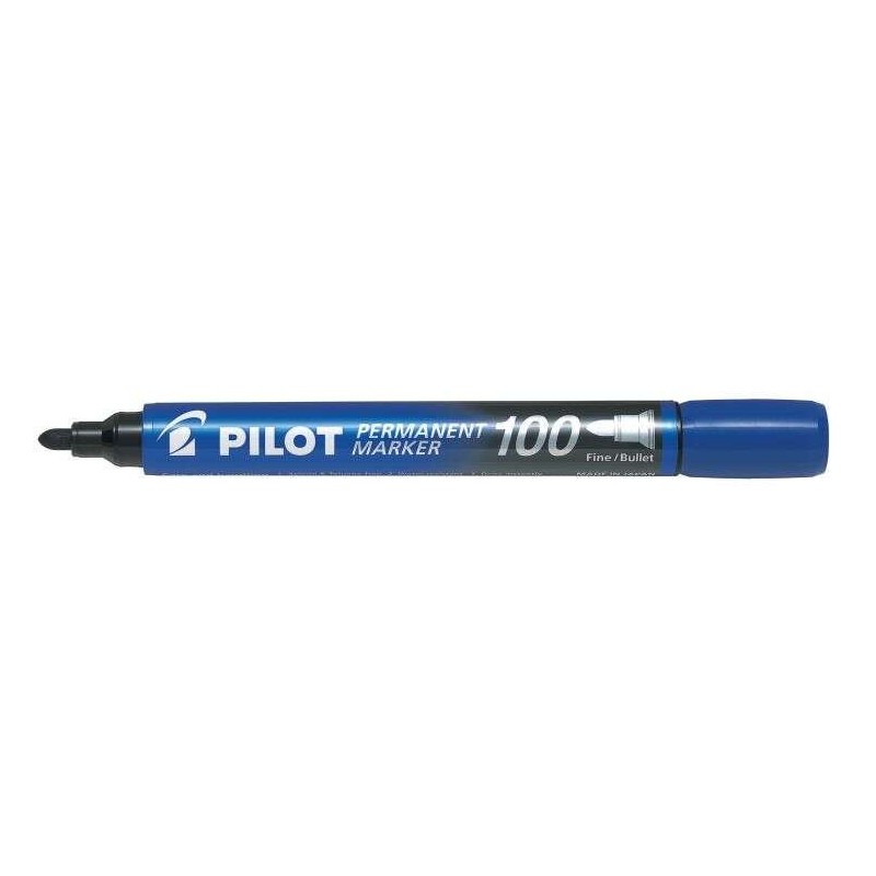 Pilot Rotulador Permanente 100 - Punta Fina de Bala 4,5mm - Trazo 1mm - Color Azul