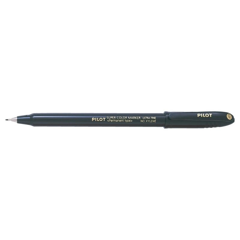 Pilot Super Color Ultra Fine Permanent Marker - 1mm Polyacetal Tip - Xylene Free - Black