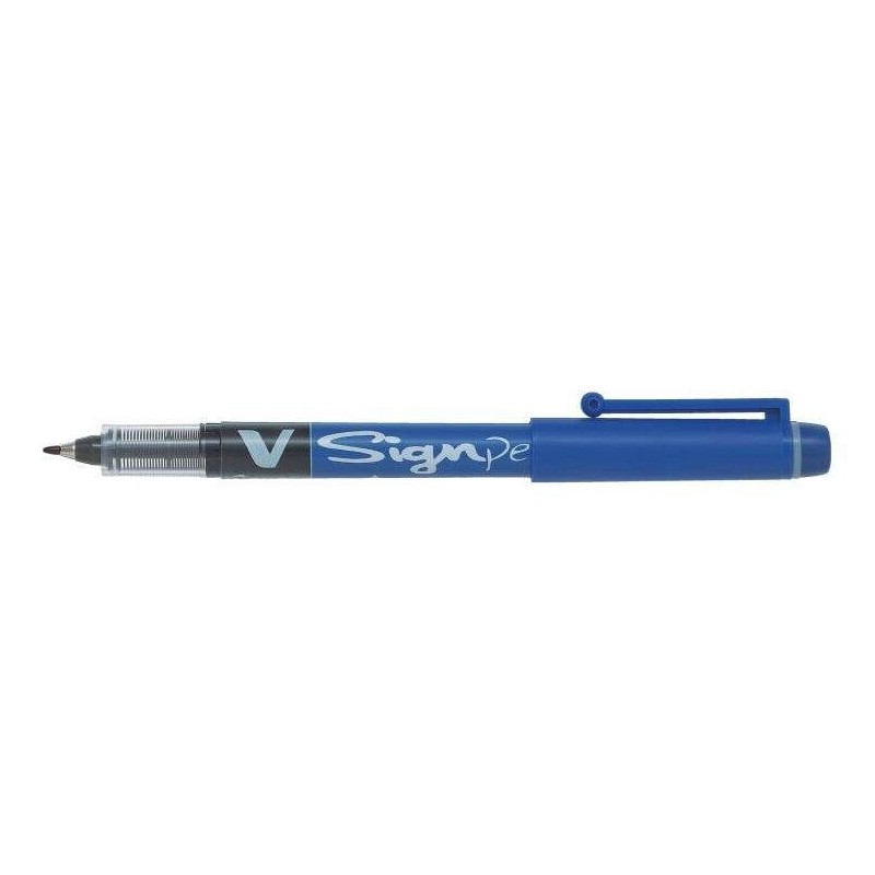 Pilot Marcador de Ponta Fina V-Sign Pen - Ponta Fina de 2mm - Traço de 0,6mm - Cor Azul