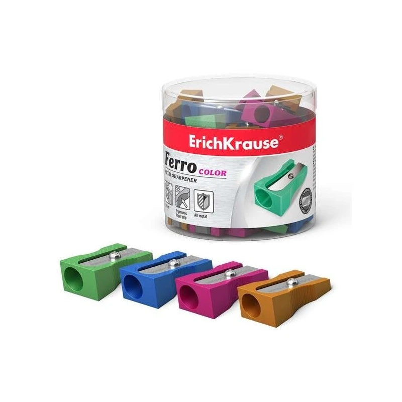 Erichkrause Ferro Color Taille-crayon en Aluminium avec Prise Ergonomique - Orifice de 8mm - Lame en Acier au Carbone
