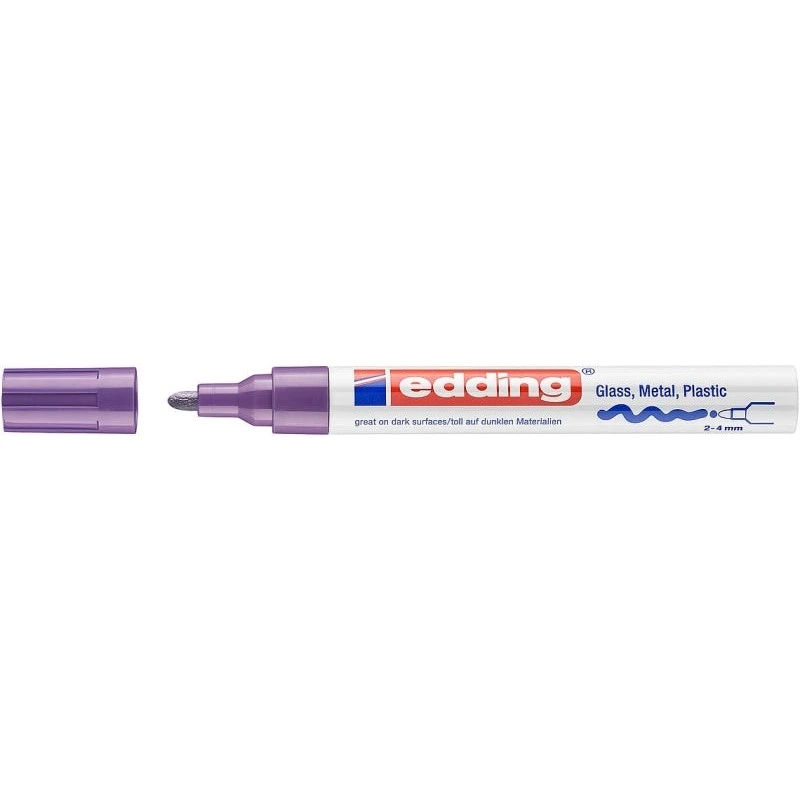 Edding 750 Marqueur Permanent - Pointe Ronde - Trait entre 2 et 4 mm - Encre Opaque - Séchage Rapide - Couleur Violet