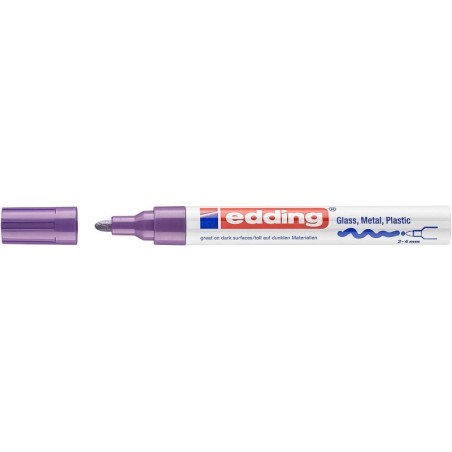 Edding 750 Marqueur Permanent - Pointe Ronde - Trait entre 2 et 4 mm - Encre Opaque - Séchage Rapide - Couleur Violet