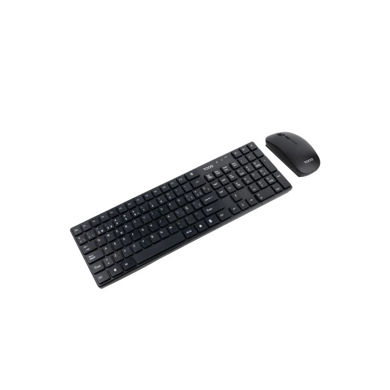 Tooq TQKMW-3102-B Pack de Teclado Inalambrico - Disposicion QWERTY ES + Raton Inalambrico 1600dpi - Slim - 4 Botones - Uso