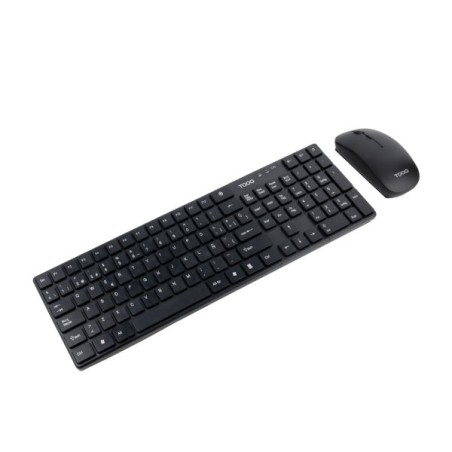 Tooq TQKMW-3102-B Pack de Teclado Inalambrico - Disposicion QWERTY ES + Raton Inalambrico 1600dpi - Slim - 4 Botones - Uso
