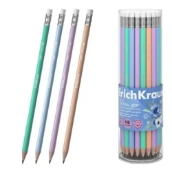ErichKrause JOY Pastel Bloom Lapiz de Grafito con Goma de Borrar - Mina HB - Cuerpo Redondo - Plastico - Agarre Ergonomico