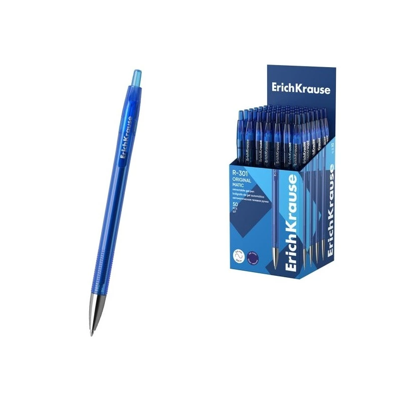 ErichKrause R-301 Original Gel Matic Boligrafo Retractil - Punta de 0.5mm - Trazo 0.4mm - Color Azul