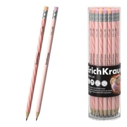ErichKrause Prima Cat Graphite Pencil with Eraser - HB Lead - Round Body - Plastic - Ergonomic Grip - Assorted Colours