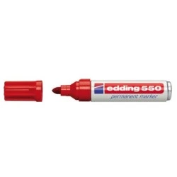 Edding 550 Marqueur Permanent - Pointe Ronde - Tracé entre 3 et 4 mm - Rechargeable - Séchage Rapide - Couleur Rouge