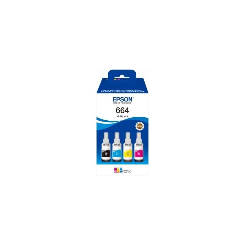 Epson 664 Pacote de 4 frascos de tinta originais C13T664640