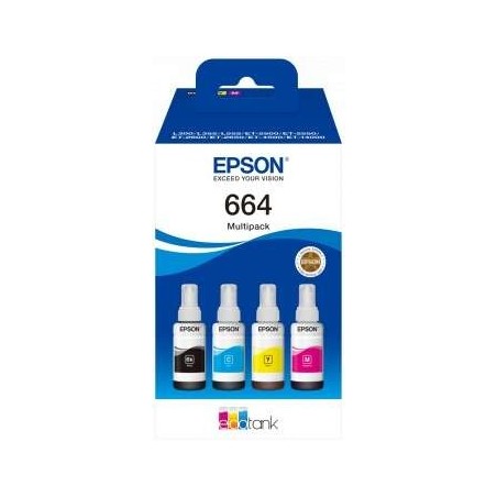 Epson 664 Pack de 4 bouteilles d'encre originales C13T664640