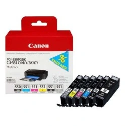 Canon PGI550/CLI551 Pack of 6 Original Ink Cartridges - 6496B005