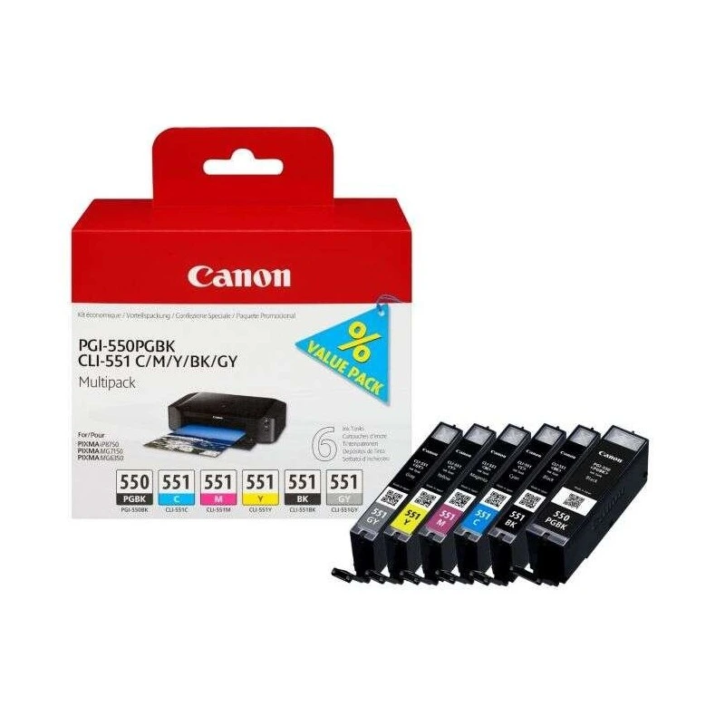 Canon PGI550/CLI551 Pack de 6 Tinteiros Originais - 6496B005