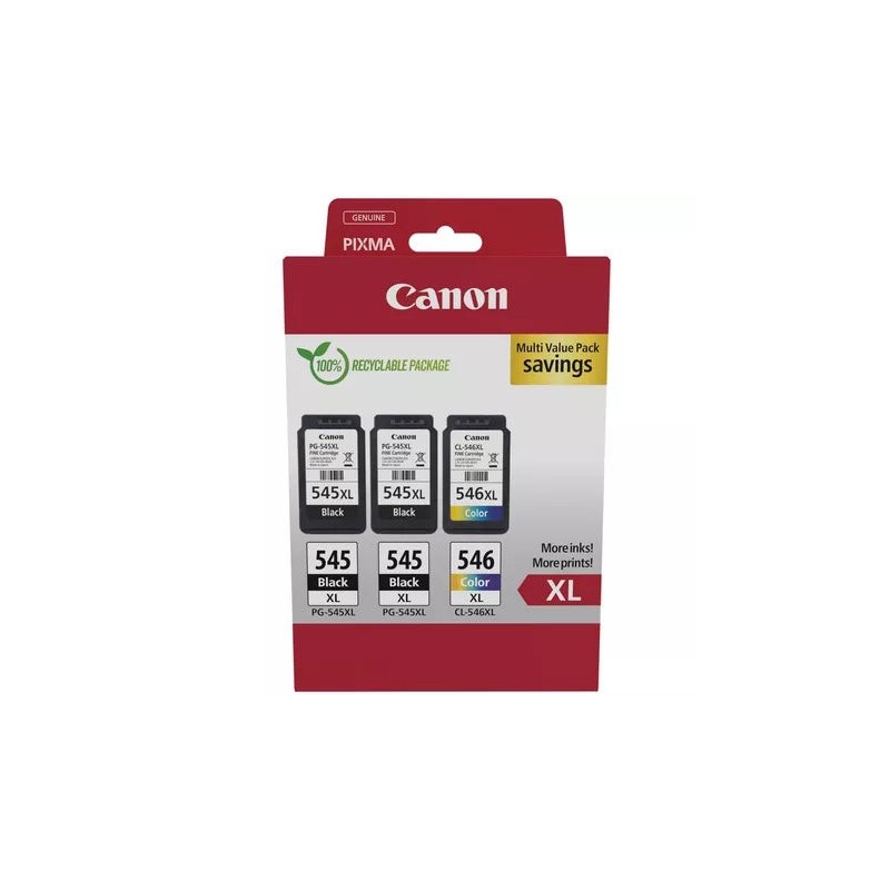 Canon PG-545XL/CL-546XL Multipack of 3 Original Ink Cartridges - 8286B013
