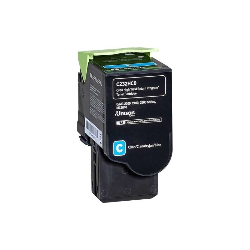 Lexmark C2325/C2425/C2535/MC2325/MC2425/MC2535/MC2640 Ciano Cartucho de Toner Original - C232HC0