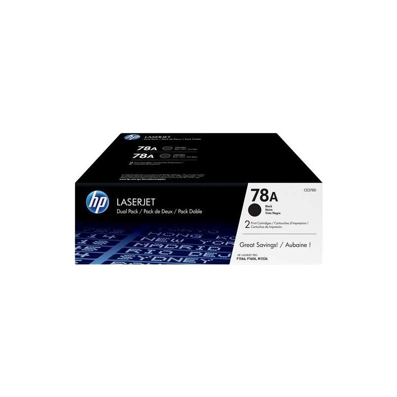 HP CE278A Noir Pack de 2 Cartouches de Toner Originaux - 78A