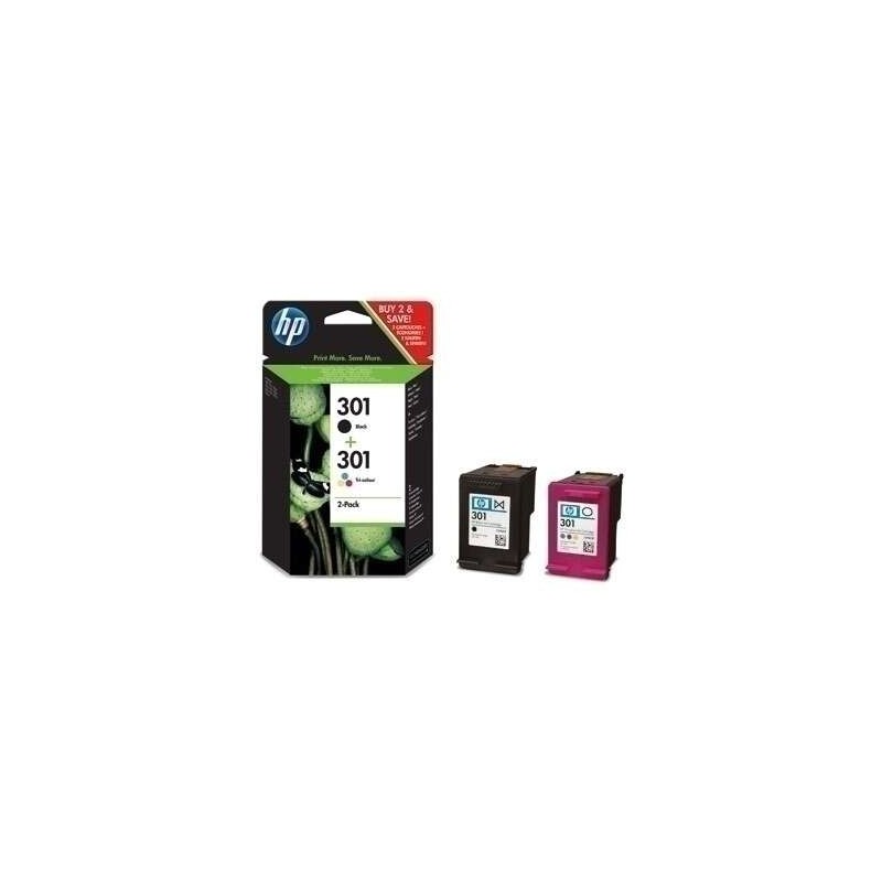 HP 301 Preto + Cor Pack de 2 Tinteiros Originais - N9J72AE