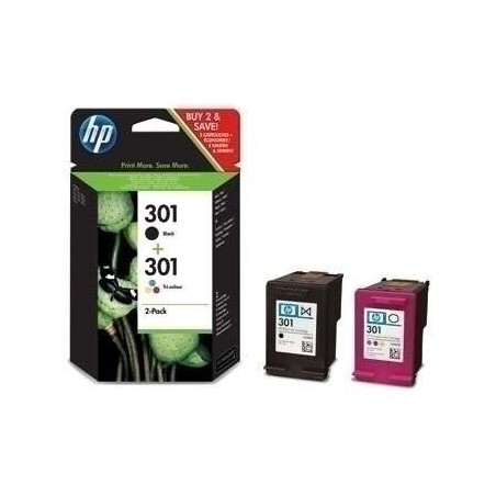 HP 301 Black + Colour Pack of 2 Original Ink Cartridges - N9J72AE