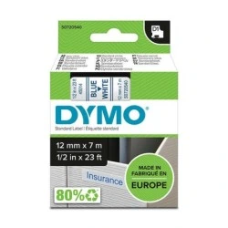 Dymo D1 Fita de Etiquetas Original para Rotuladora - Texto Azul sobre Fundo Branco - Largura 12mm x 7 metros - S0720540