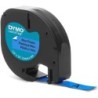 Dymo LetraTag S0721650 Ruban d'Étiquettes Original pour Étiqueteuse - Texte Noir sur Fond Bleu - Largeur 12mm x 4 mètres (91205)