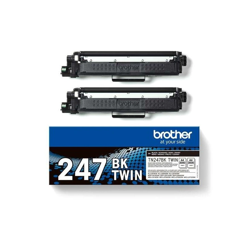 Brother TN247 Noir Pack de 2 Cartouches de Toner Originaux - TN247BKTWIN