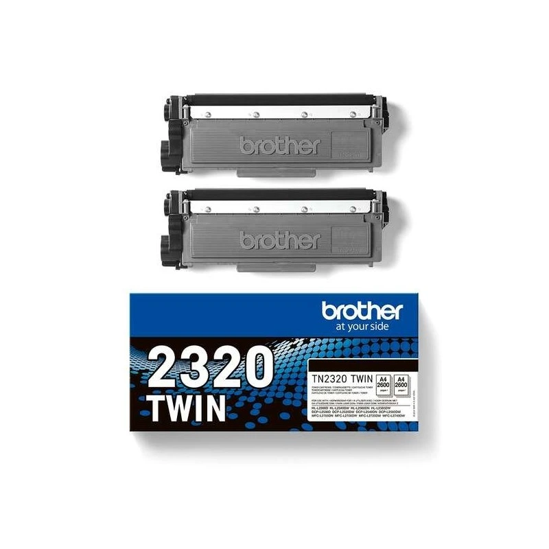 Brother TN2320 Negro Pack de 2 Cartuchos de Toner Originales - TN2320TWIN