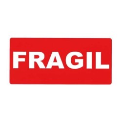 Apli Rouleau de 200 Etiquettes Signalétique FRAGILE 100x50mm - Adhésif Permanent - Lettres Blanches sur Fond Rouge