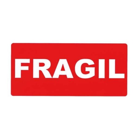 Apli Rouleau de 200 Etiquettes Signalétique FRAGILE 100x50mm - Adhésif Permanent - Lettres Blanches sur Fond Rouge