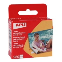 Apli Pack of 250 Double-Sided Self-Adhesive Tacks 10x16mm - Ideal for Photos, Scrapbooking and Crafts - Acid Free - Transparent