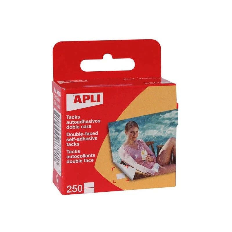 Apli Pack of 250 Double-Sided Self-Adhesive Tacks 10x16mm - Ideal for Photos, Scrapbooking and Crafts - Acid Free - Transparent