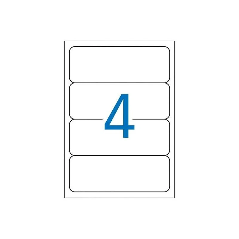 Apli Pack of 100 Rectangular File Labels 190x61mm - 25 Sheets per 4 Labels - Permanent Adhesive - Blunt Edges - White Color