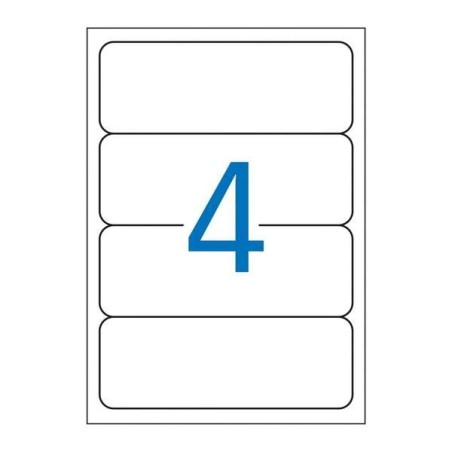 Apli Pack of 100 Rectangular File Labels 190x61mm - 25 Sheets per 4 Labels - Permanent Adhesive - Blunt Edges - White Color