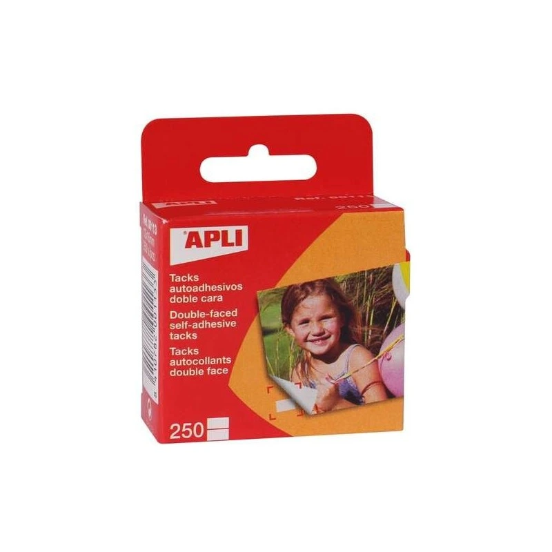 Apli Pack de 250 Tacks Autoadhesivos Doble Cara 12x16mm - Ideal para Fotos, Scrapbooking y Manualidades - Libre de Acidos