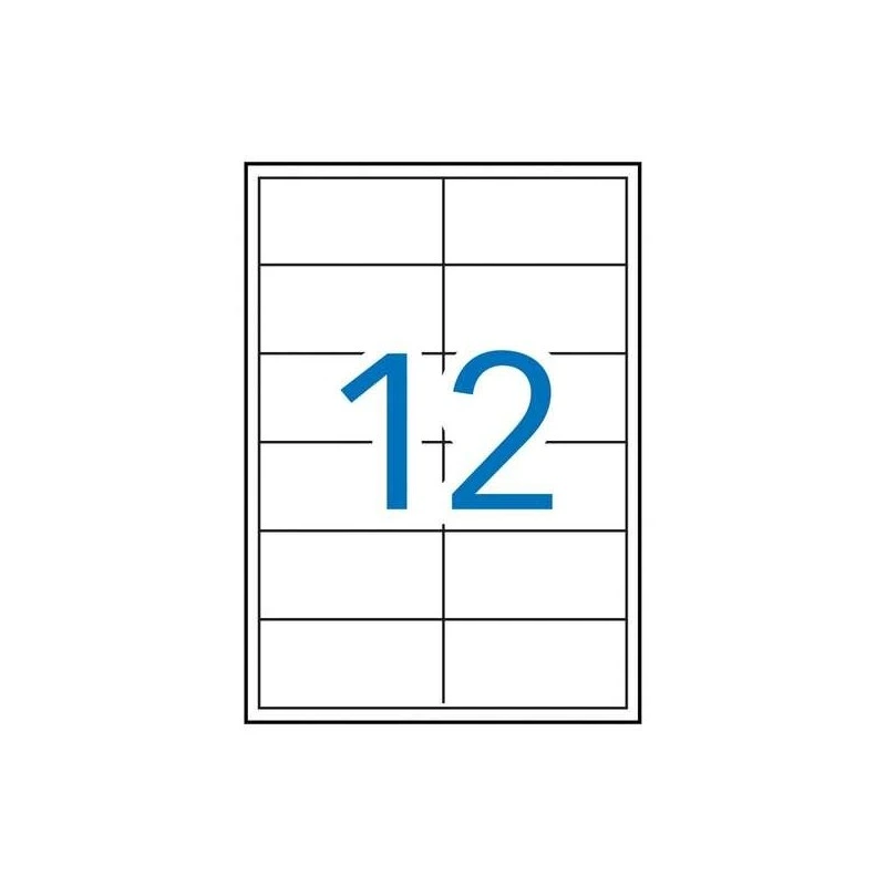 Apli Pack of 1,200 Rectangular Labels 97x42,4mm - 100 Sheets for 12 Labels - Permanent Adhesive - Straight Edges - White Color