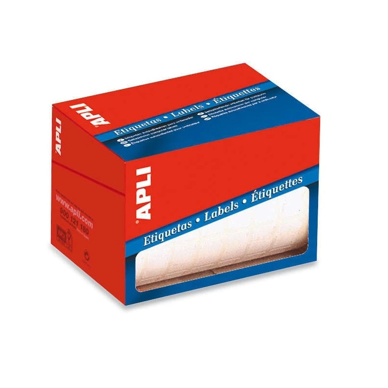 Apli Roll of 900 Rectangular Labels 34x53mm - Permanent Adhesive - Blunt Edges - Suitable for Manual Writing - White Color