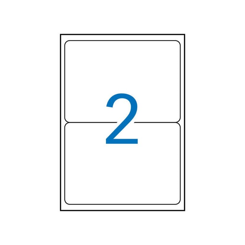 Apli Pack of 200 Rectangular Labels 199,6x144,5mm - 100 Sheets for 2 Labels - Permanent Adhesive - Blunt Edges - White Color