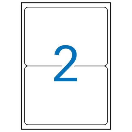 Apli Pack of 200 Rectangular Labels 199,6x144,5mm - 100 Sheets for 2 Labels - Permanent Adhesive - Blunt Edges - White Color