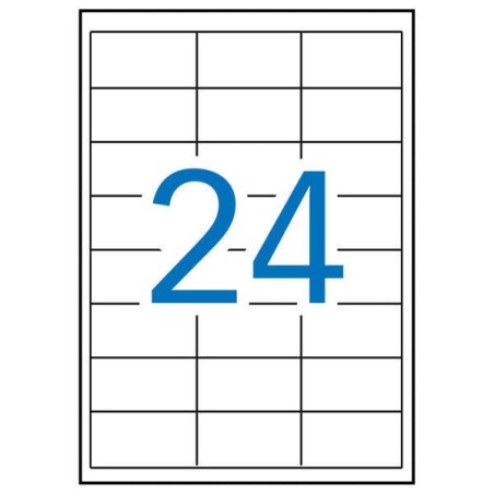 Apli Pack de 12 000 Etiquettes Rectangulaires 64,6x33,8mm - 500 Feuilles par 24 Etiquettes - Adhésif Permanent - Bords Droits