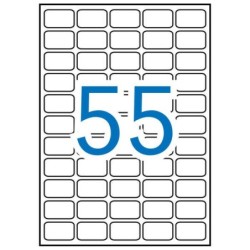 Pacote Apli com 5.500 Etiquetas Retangulares 36,8 x 23,8mm - 100 Folhas para 55 Etiquetas - Adesivo Removível - Bordas rombas