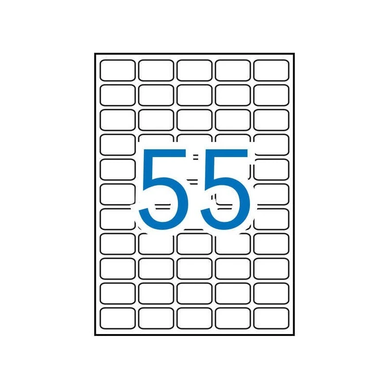 Apli Pack with 5,500 Rectangular Labels 36,8 x 23,8mm - 100 Sheets for 55 Labels - Removable Adhesive - Blunt Edges - White