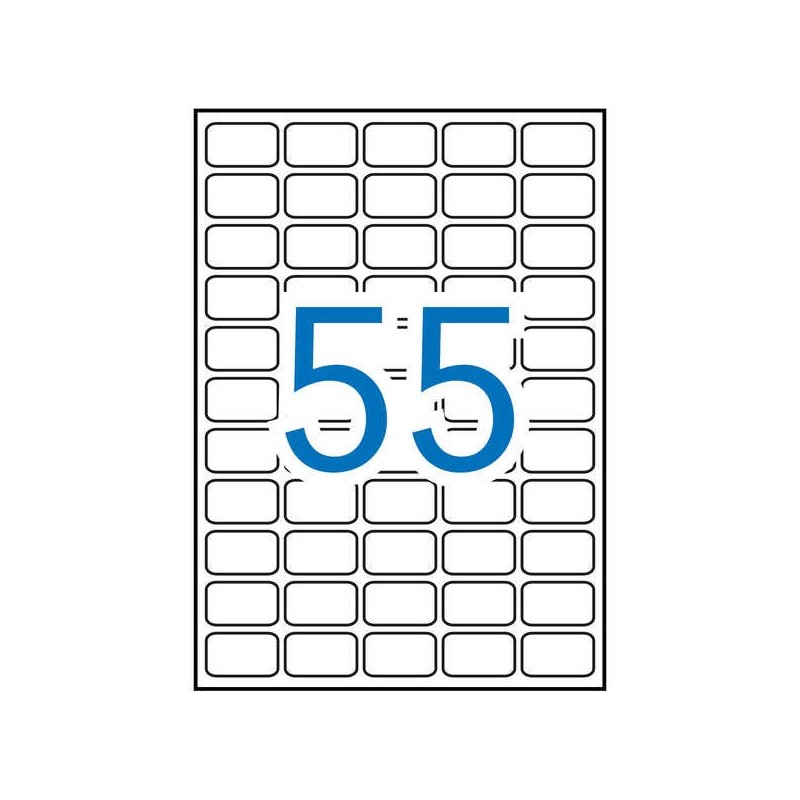 Pacote Apli com 5.500 Etiquetas Retangulares 36,8 x 23,8mm - 100 Folhas para 55 Etiquetas - Adesivo Removível - Bordas rombas