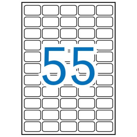 Apli Pack with 5,500 Rectangular Labels 36,8 x 23,8mm - 100 Sheets for 55 Labels - Removable Adhesive - Blunt Edges - White